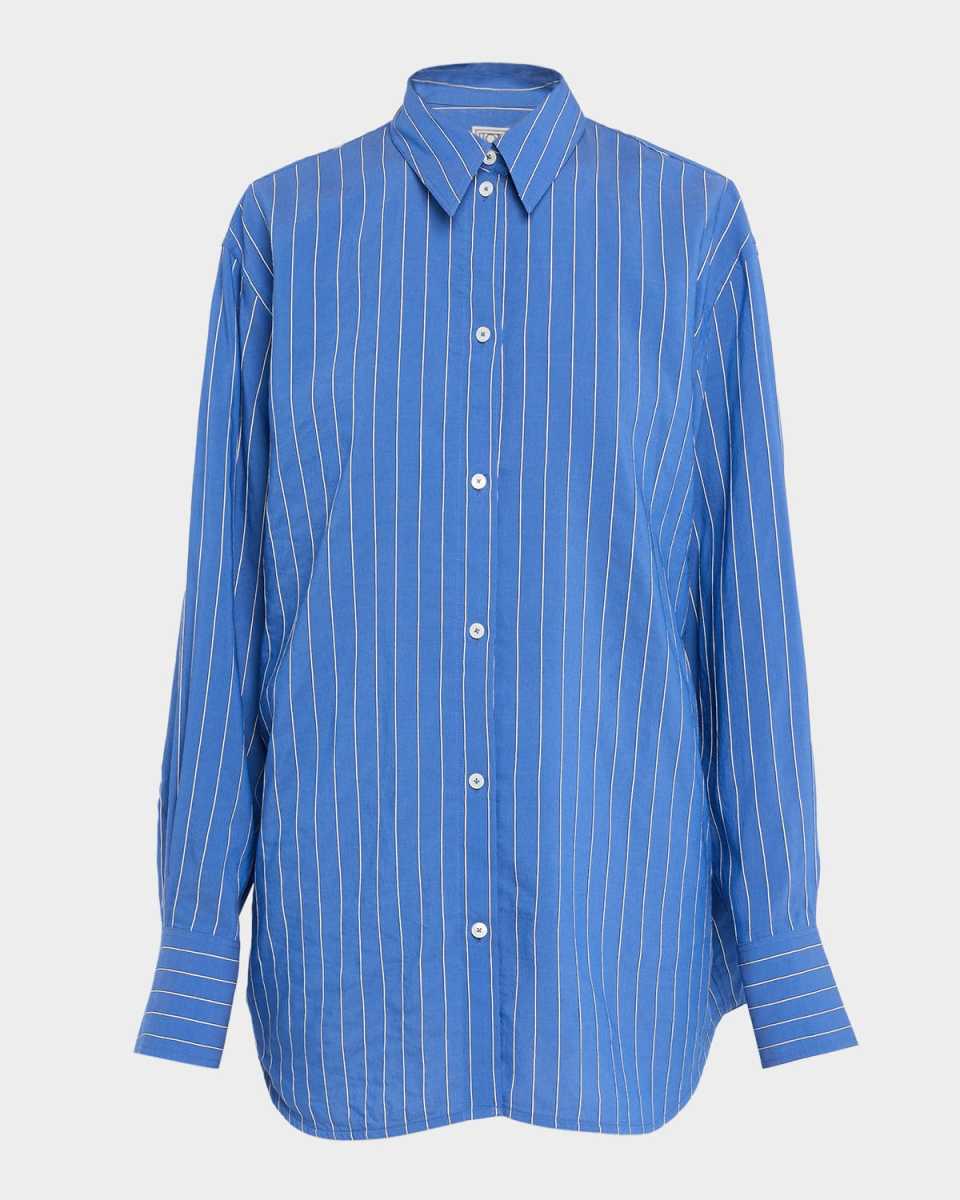 Summer Striped Cotton Button-Down Shirt